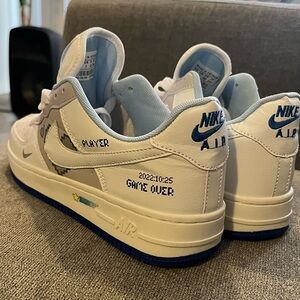 Nike Air Force 1 "GAMER" Low Women's Sneakers. Blue /White.
